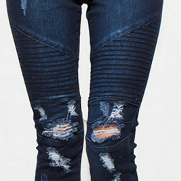 Washed ribbed moto jean - Picture 2 of 4